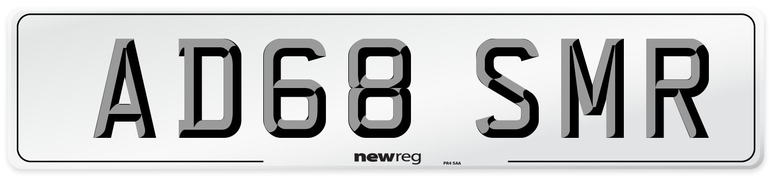 AD68 SMR Number Plate from New Reg